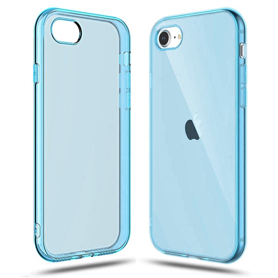 CaseUp Apple iPhone SE 2022 Kılıf Şeffaf Silikon Mavi 1